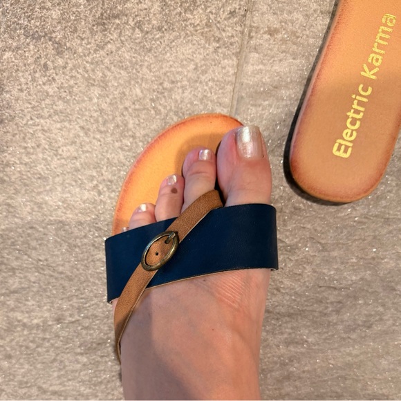 3/$30 - Electric Karma Navy and Tan Casual Sandals - Picture 2 of 3